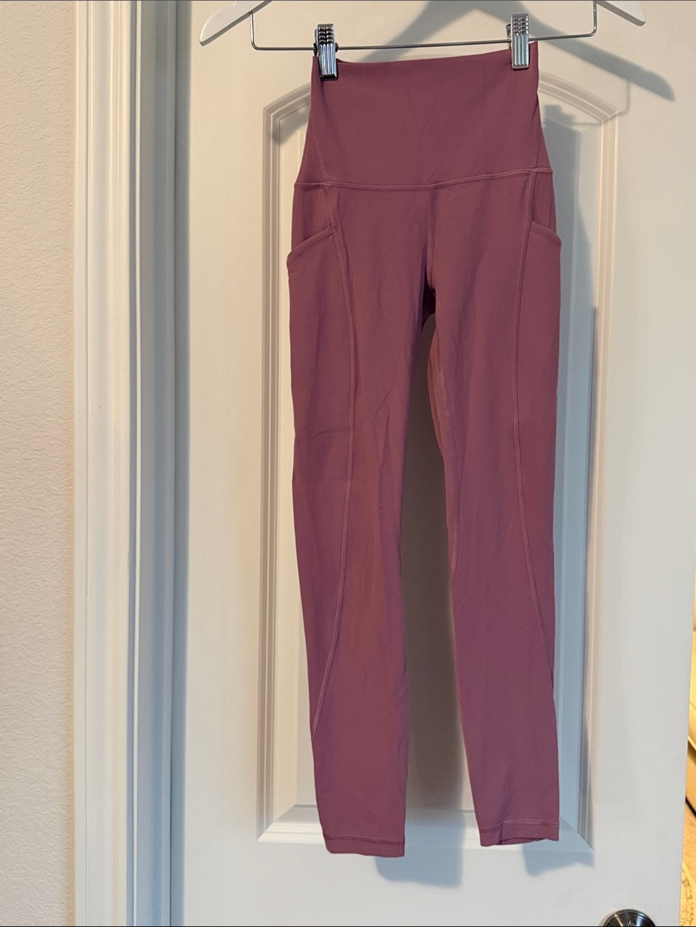 lululemon athletica mauve high-waist leggings with side pockets